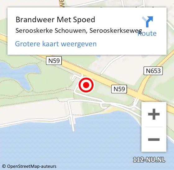 Locatie op kaart van de 112 melding: Brandweer Met Spoed Naar Serooskerke Schouwen, Serooskerkseweg op 17 oktober 2014 23:00