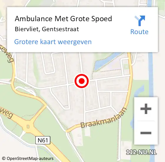 Locatie op kaart van de 112 melding: Ambulance Met Grote Spoed Naar Biervliet, Gentsestraat op 17 oktober 2014 23:01