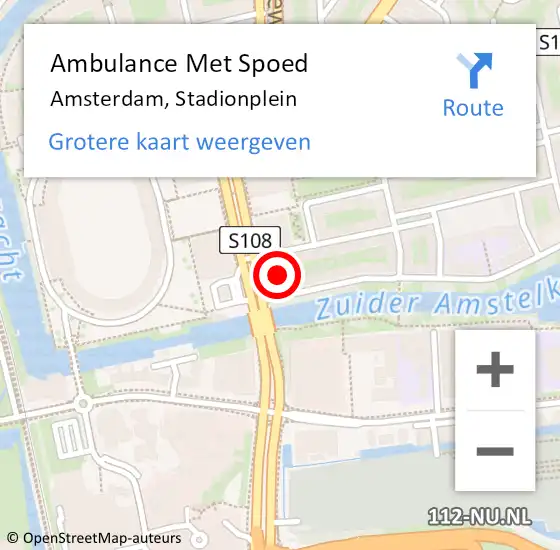 Locatie op kaart van de 112 melding: Ambulance Met Spoed Naar Amsterdam, Stadionplein op 27 augustus 2024 20:35