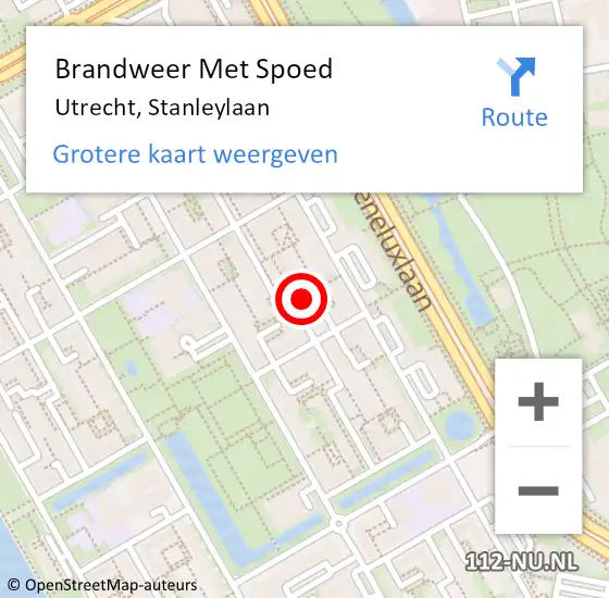 Locatie op kaart van de 112 melding: Brandweer Met Spoed Naar Utrecht, Stanleylaan op 27 augustus 2024 20:50