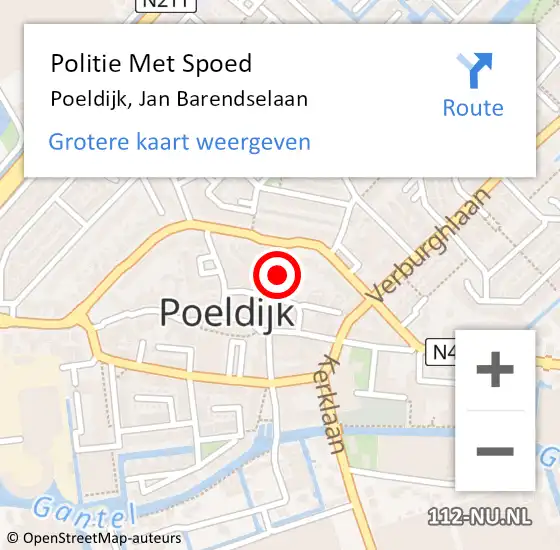 Locatie op kaart van de 112 melding: Politie Met Spoed Naar Poeldijk, Jan Barendselaan op 27 augustus 2024 21:00