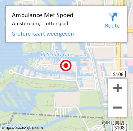 Locatie op kaart van de 112 melding: Ambulance Met Spoed Naar Amsterdam, Tjotterspad op 27 augustus 2024 21:12