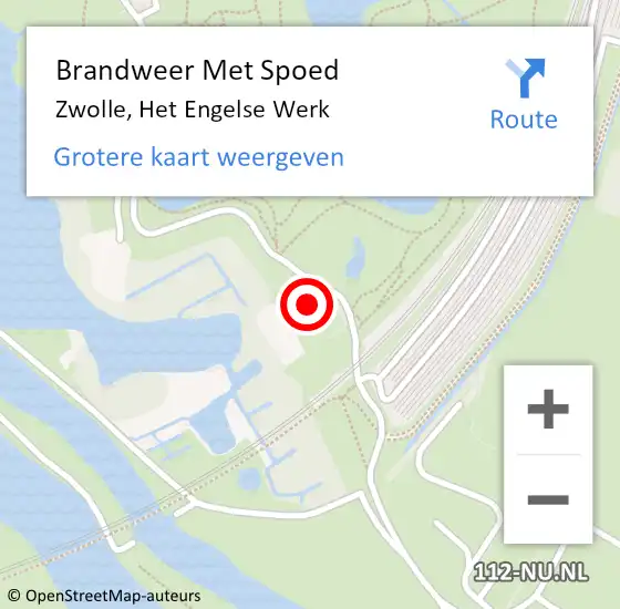 Locatie op kaart van de 112 melding: Brandweer Met Spoed Naar Zwolle, Het Engelse Werk op 27 augustus 2024 21:16