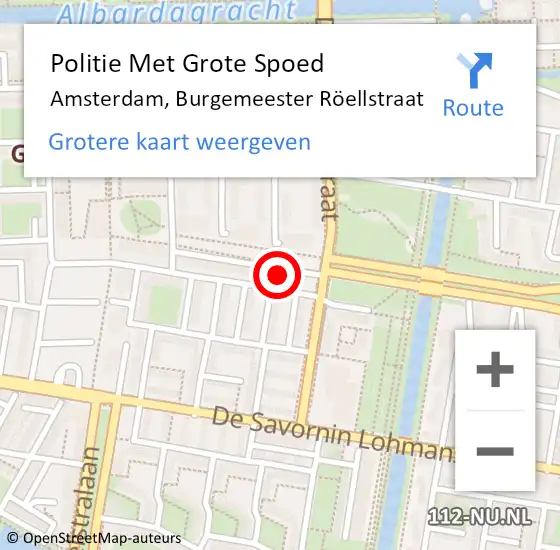 Locatie op kaart van de 112 melding: Politie Met Grote Spoed Naar Amsterdam, Burgemeester Röellstraat op 27 augustus 2024 21:21