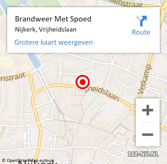 Locatie op kaart van de 112 melding: Brandweer Met Spoed Naar Nijkerk, Vrijheidslaan op 27 augustus 2024 21:22