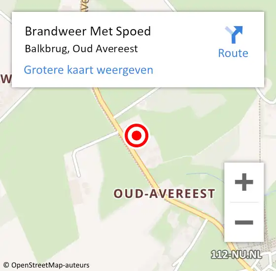 Locatie op kaart van de 112 melding: Brandweer Met Spoed Naar Balkbrug, Oud Avereest op 27 augustus 2024 21:27