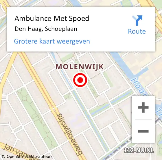 Locatie op kaart van de 112 melding: Ambulance Met Spoed Naar Den Haag, Schoeplaan op 27 augustus 2024 21:27