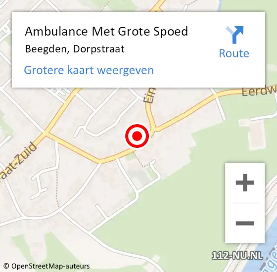 Locatie op kaart van de 112 melding: Ambulance Met Grote Spoed Naar Beegden, Dorpstraat op 27 augustus 2024 21:32