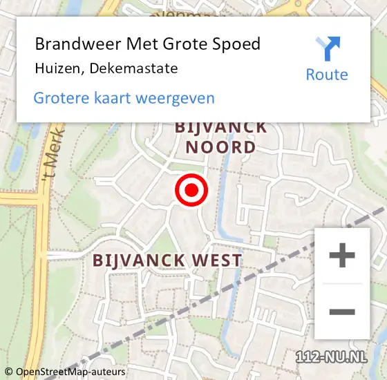 Locatie op kaart van de 112 melding: Brandweer Met Grote Spoed Naar Huizen, Dekemastate op 27 augustus 2024 21:36