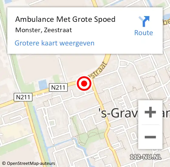 Locatie op kaart van de 112 melding: Ambulance Met Grote Spoed Naar Monster, Zeestraat op 27 augustus 2024 21:52