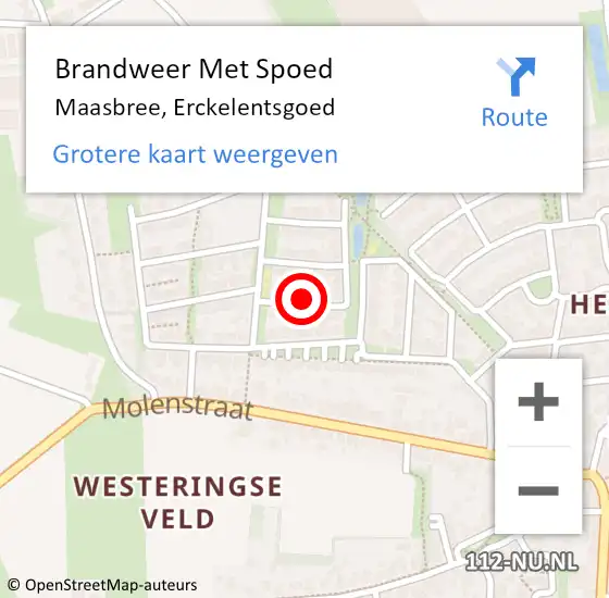 Locatie op kaart van de 112 melding: Brandweer Met Spoed Naar Maasbree, Erckelentsgoed op 27 augustus 2024 22:35