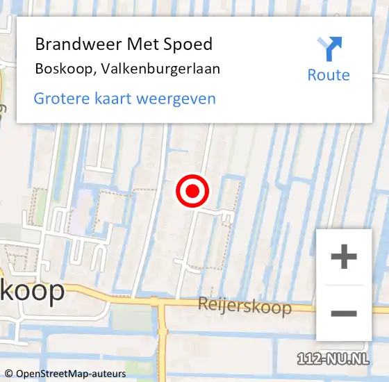 Locatie op kaart van de 112 melding: Brandweer Met Spoed Naar Boskoop, Valkenburgerlaan op 27 augustus 2024 22:39