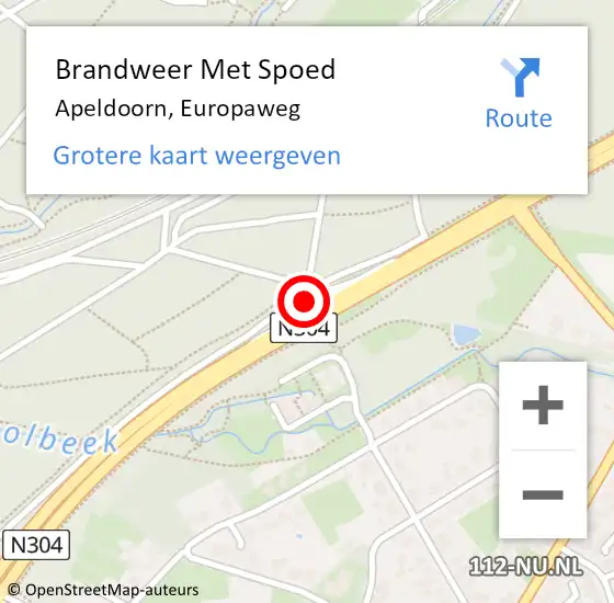 Locatie op kaart van de 112 melding: Brandweer Met Spoed Naar Apeldoorn, Europaweg op 27 augustus 2024 22:45