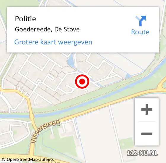 Locatie op kaart van de 112 melding: Politie Goedereede, De Stove op 27 augustus 2024 22:48