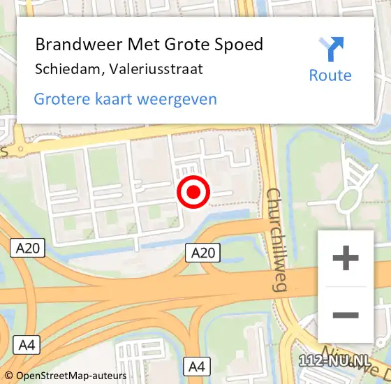 Locatie op kaart van de 112 melding: Brandweer Met Grote Spoed Naar Schiedam, Valeriusstraat op 27 augustus 2024 23:29