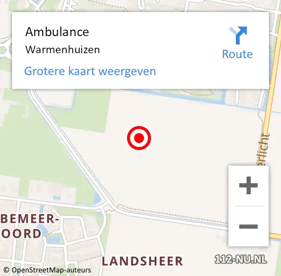 Locatie op kaart van de 112 melding: Ambulance Warmenhuizen op 27 augustus 2024 23:39