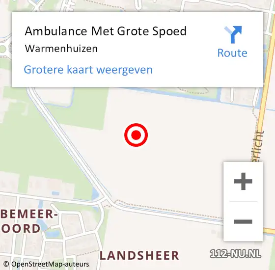 Locatie op kaart van de 112 melding: Ambulance Met Grote Spoed Naar Warmenhuizen op 27 augustus 2024 23:41