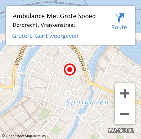 Locatie op kaart van de 112 melding: Ambulance Met Grote Spoed Naar Dordrecht, Vrankenstraat op 28 augustus 2024 00:15