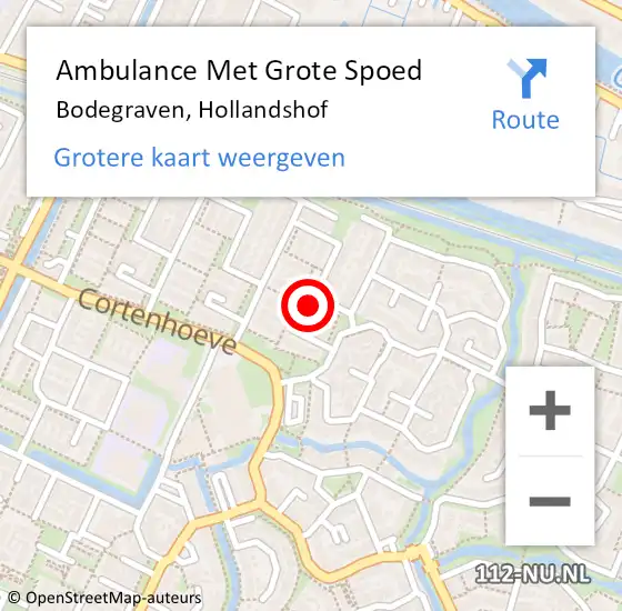 Locatie op kaart van de 112 melding: Ambulance Met Grote Spoed Naar Bodegraven, Hollandshof op 28 augustus 2024 01:06