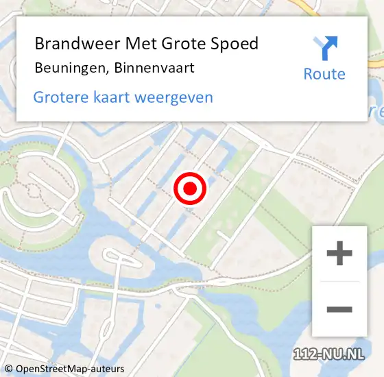 Locatie op kaart van de 112 melding: Brandweer Met Grote Spoed Naar Beuningen, Binnenvaart op 28 augustus 2024 01:11