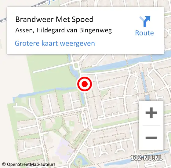 Locatie op kaart van de 112 melding: Brandweer Met Spoed Naar Assen, Hildegard van Bingenweg op 28 augustus 2024 05:10