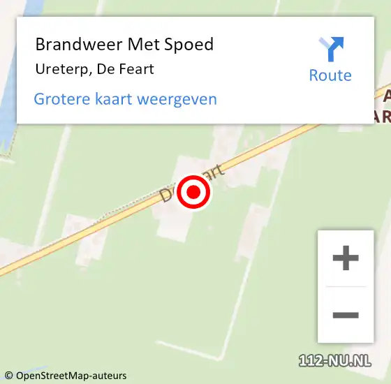 Locatie op kaart van de 112 melding: Brandweer Met Spoed Naar Ureterp, De Feart op 28 augustus 2024 05:43