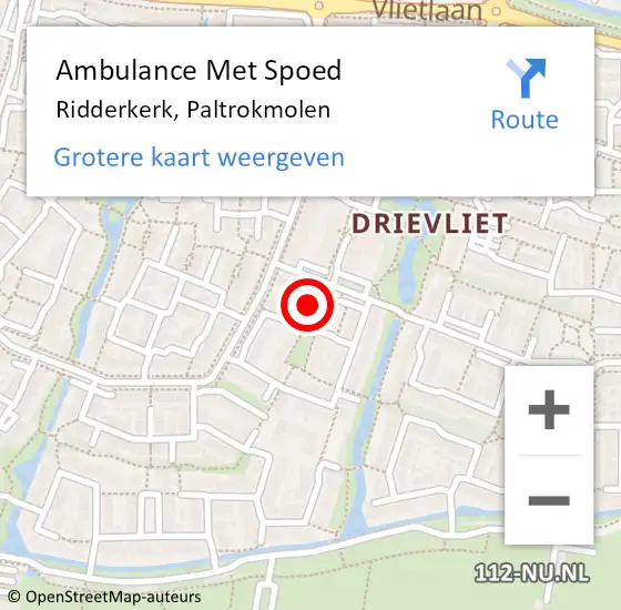 Locatie op kaart van de 112 melding: Ambulance Met Spoed Naar Ridderkerk, Paltrokmolen op 28 augustus 2024 06:01