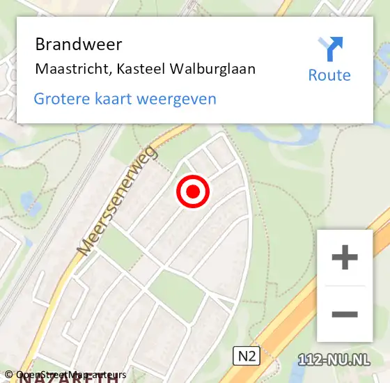 Locatie op kaart van de 112 melding: Brandweer Maastricht, Kasteel Walburglaan op 17 oktober 2014 23:54