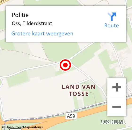 Locatie op kaart van de 112 melding: Politie Oss, Tilderdstraat op 28 augustus 2024 07:38