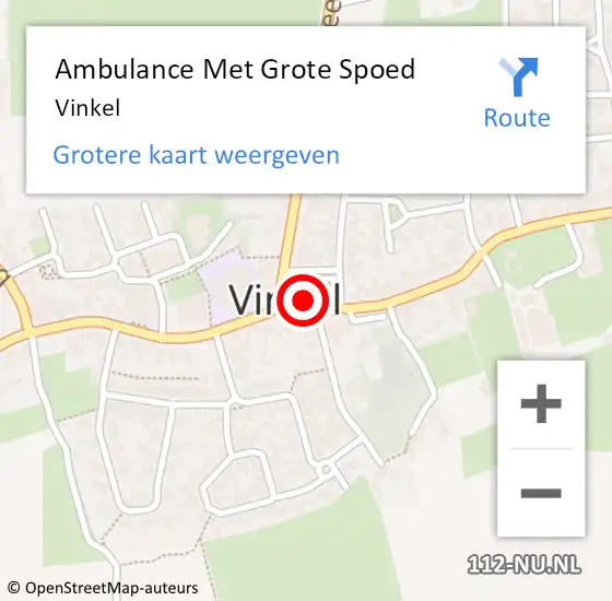 Locatie op kaart van de 112 melding: Ambulance Met Grote Spoed Naar Vinkel op 28 augustus 2024 07:44