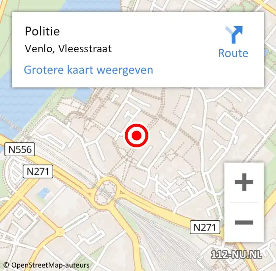 Locatie op kaart van de 112 melding: Politie Venlo, Vleesstraat op 28 augustus 2024 07:50