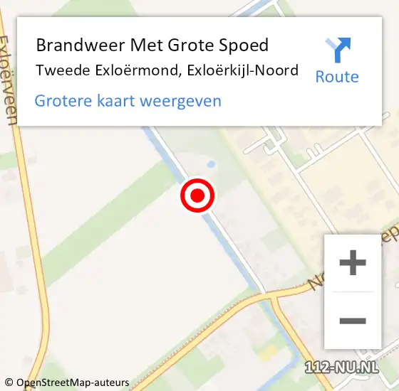 Locatie op kaart van de 112 melding: Brandweer Met Grote Spoed Naar Tweede Exloërmond, Exloërkijl-Noord op 28 augustus 2024 07:57