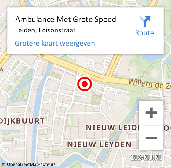 Locatie op kaart van de 112 melding: Ambulance Met Grote Spoed Naar Sassenheim, Edisonstraat op 28 augustus 2024 08:04