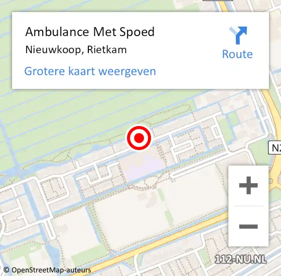 Locatie op kaart van de 112 melding: Ambulance Met Spoed Naar Nieuwkoop, Rietkam op 28 augustus 2024 08:04