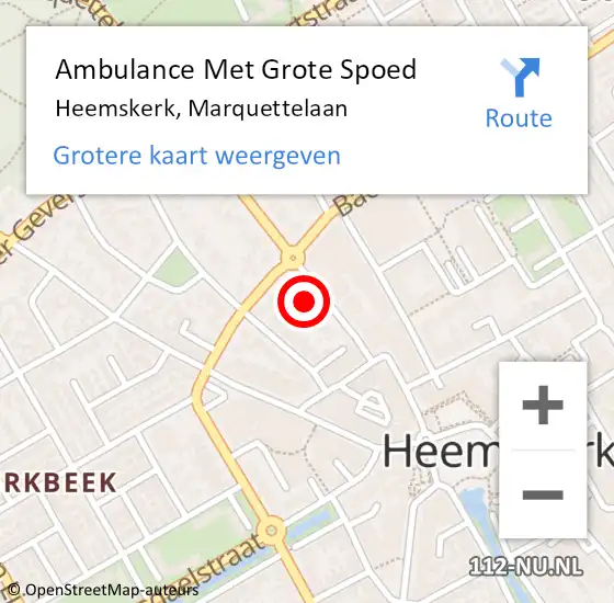 Locatie op kaart van de 112 melding: Ambulance Met Grote Spoed Naar Heemskerk, Marquettelaan op 28 augustus 2024 08:07