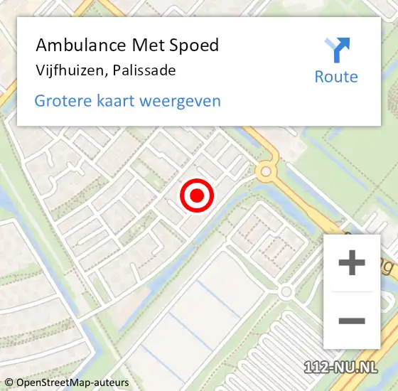 Locatie op kaart van de 112 melding: Ambulance Met Spoed Naar Vijfhuizen, Palissade op 28 augustus 2024 08:09