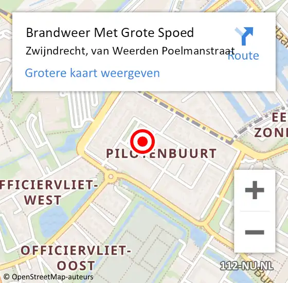 Locatie op kaart van de 112 melding: Brandweer Met Grote Spoed Naar Zwijndrecht, van Weerden Poelmanstraat op 28 augustus 2024 08:15