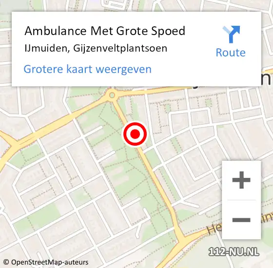 Locatie op kaart van de 112 melding: Ambulance Met Grote Spoed Naar IJmuiden, Gijzenveltplantsoen op 28 augustus 2024 08:25