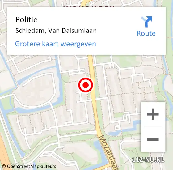 Locatie op kaart van de 112 melding: Politie Schiedam, Van Dalsumlaan op 28 augustus 2024 08:37