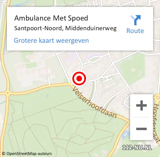 Locatie op kaart van de 112 melding: Ambulance Met Spoed Naar Santpoort-Noord, Middenduinerweg op 28 augustus 2024 08:39