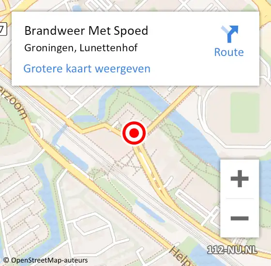 Locatie op kaart van de 112 melding: Brandweer Met Spoed Naar Groningen, Lunettenhof op 28 augustus 2024 08:50