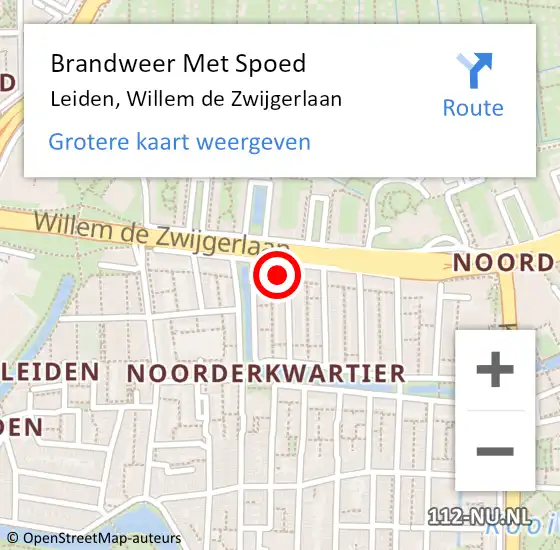 Locatie op kaart van de 112 melding: Brandweer Met Spoed Naar Leiden, Willem de Zwijgerlaan op 28 augustus 2024 08:55