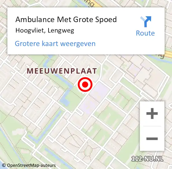 Locatie op kaart van de 112 melding: Ambulance Met Grote Spoed Naar Hoogvliet, Lengweg op 28 augustus 2024 09:03