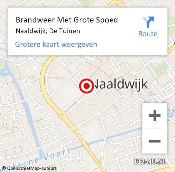 Locatie op kaart van de 112 melding: Brandweer Met Grote Spoed Naar Naaldwijk, De Tuinen op 28 augustus 2024 09:12