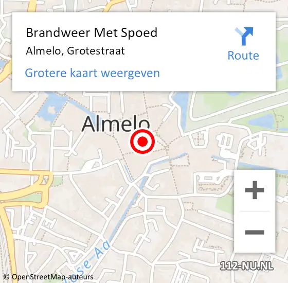 Locatie op kaart van de 112 melding: Brandweer Met Spoed Naar Almelo, Grotestraat op 28 augustus 2024 09:21