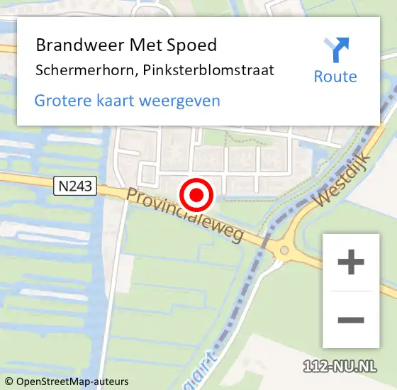 Locatie op kaart van de 112 melding: Brandweer Met Spoed Naar Schermerhorn, Pinksterblomstraat op 28 augustus 2024 09:29