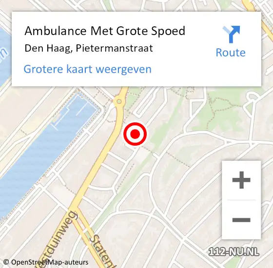 Locatie op kaart van de 112 melding: Ambulance Met Grote Spoed Naar Den Haag, Pietermanstraat op 28 augustus 2024 09:31