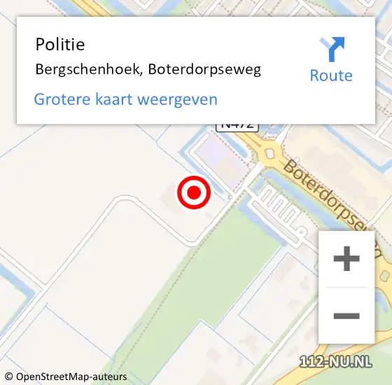 Locatie op kaart van de 112 melding: Politie Bergschenhoek, Boterdorpseweg op 28 augustus 2024 09:39