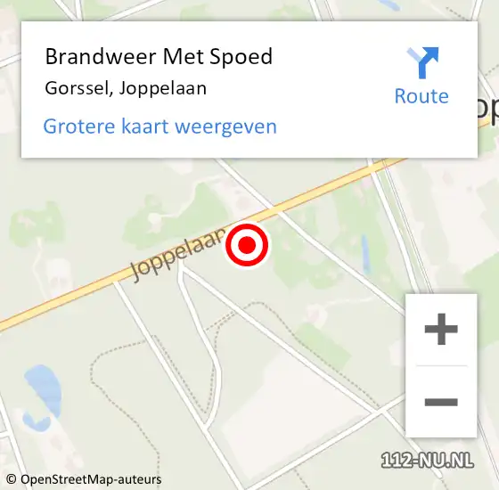 Locatie op kaart van de 112 melding: Brandweer Met Spoed Naar Gorssel, Joppelaan op 28 augustus 2024 09:42