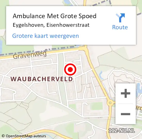 Locatie op kaart van de 112 melding: Ambulance Met Grote Spoed Naar Eygelshoven, Eisenhowerstraat op 18 oktober 2014 00:24